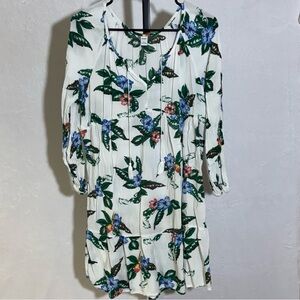 White Floral Boho Tunic Swimsuit Cover